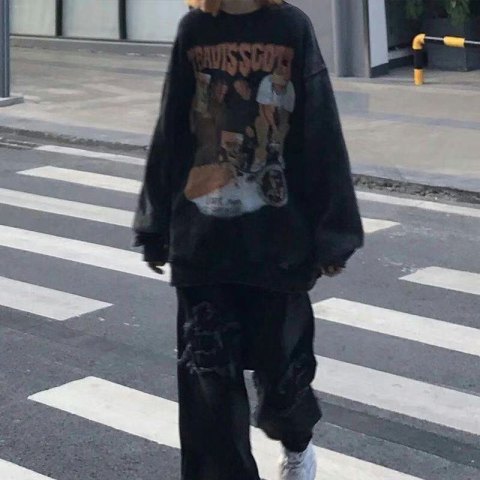 Super hot cec sweatshirt for women spring and autumn Korean version oversize hooded thin jacket ins trendy student loose top