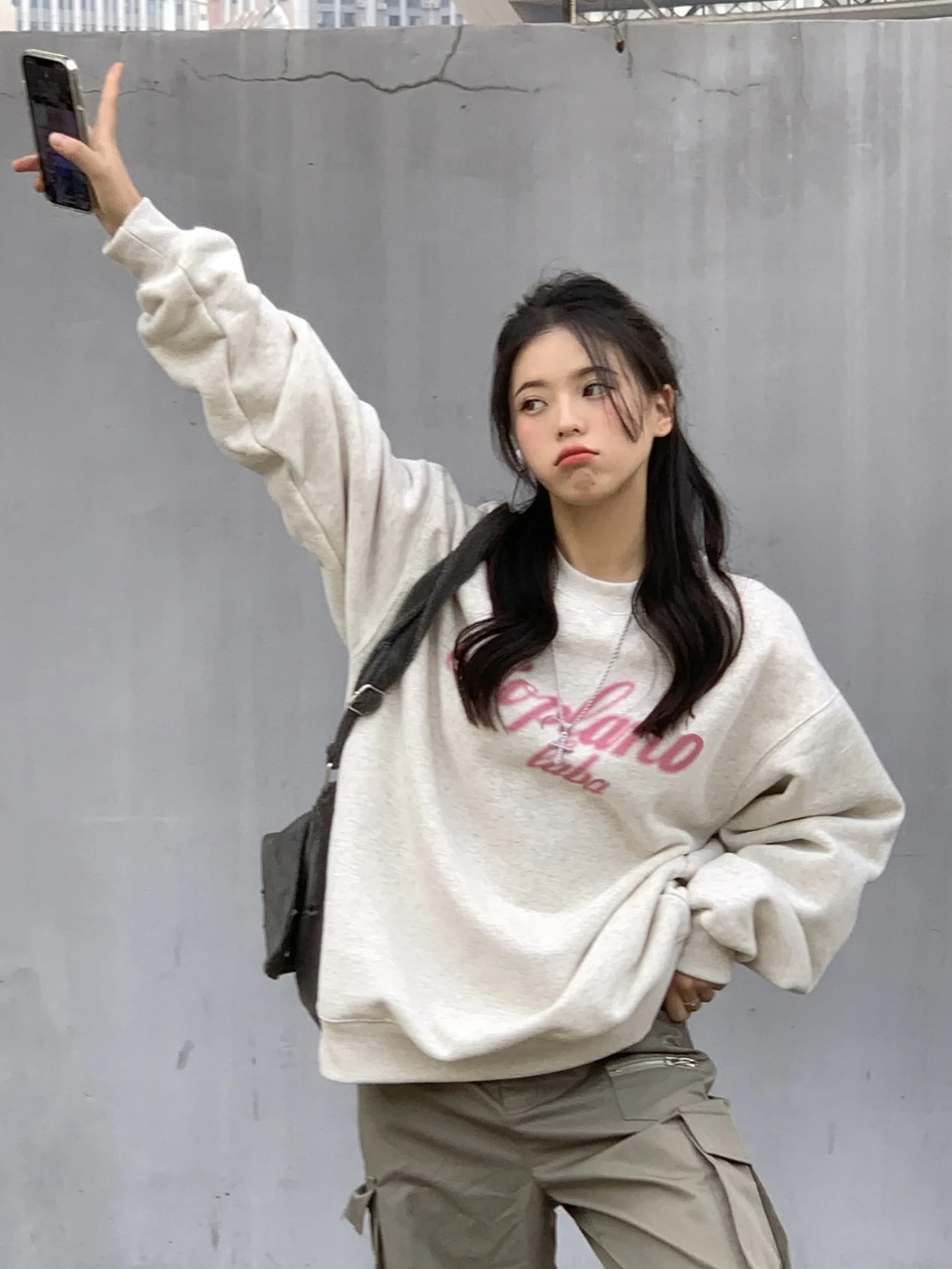 A2419# Official Photo Real Price Autumn Thin Sweatshirt Women's Large Size Back Collar Shoulder Line M-XXXL