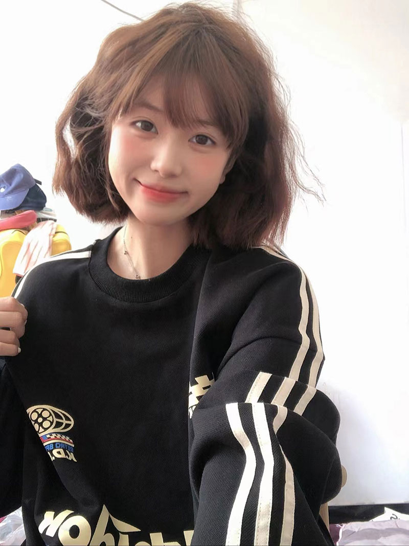 後包領不起球配棉螺口 仿棉華棉複合310剋薄款衛衣女圓領字母印花
