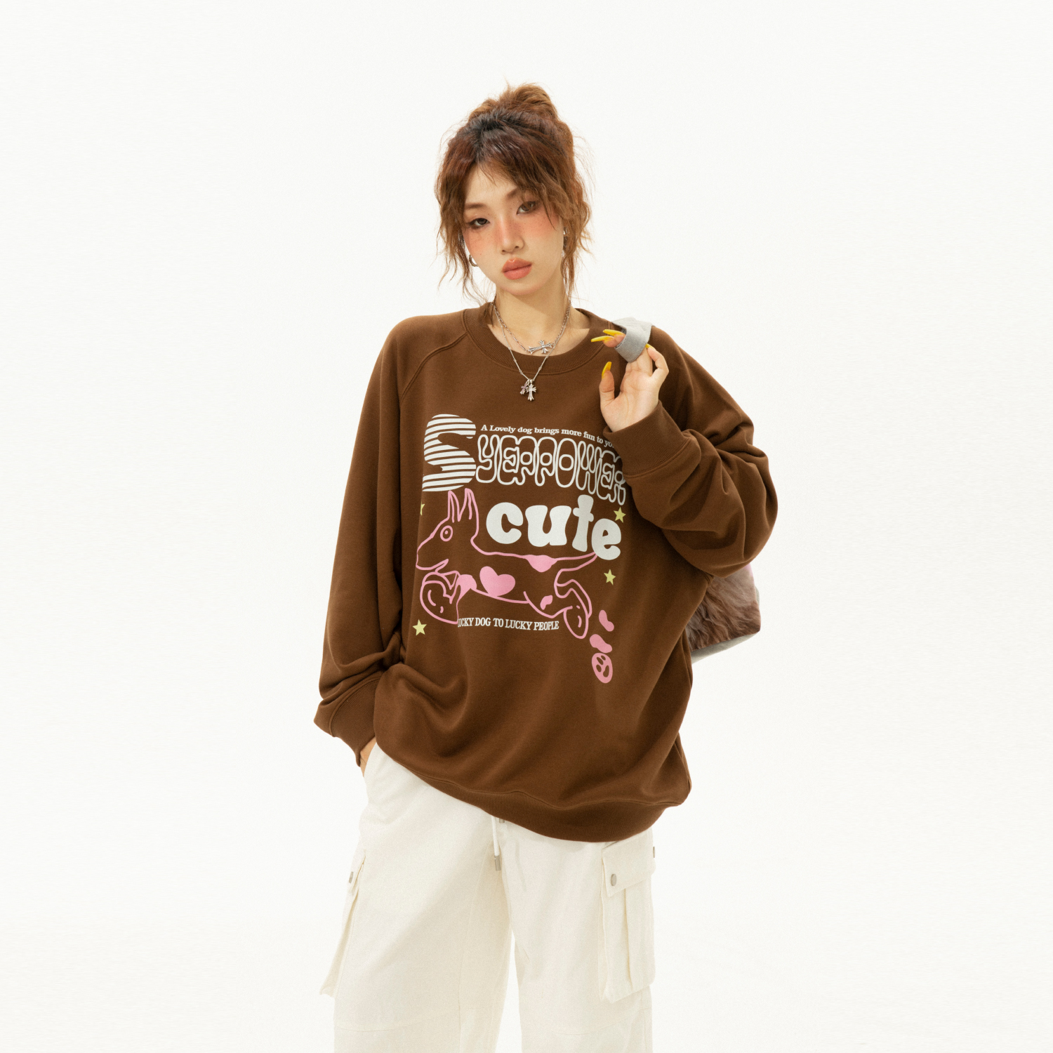 A2397# Official Photo Real Price Autumn Thin Sweatshirt Women's Large Size Back Collar Shoulder Line M-XXXL