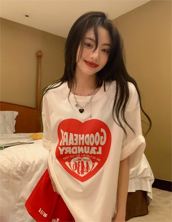 Short-sleeved T-shirt women's loose Korean version ins trend 2023 spring and summer new style mid-length half-sleeved top ins trend