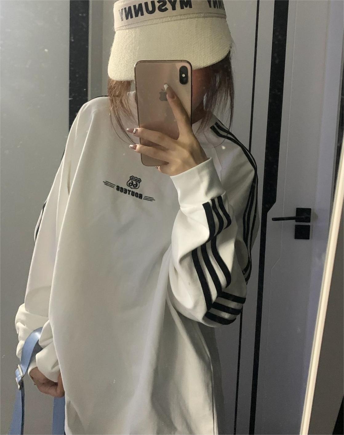 Original craft embroidery CVC Chinese cotton complex milk silk 320g embroidered round neck sweatshirt women's Korean top