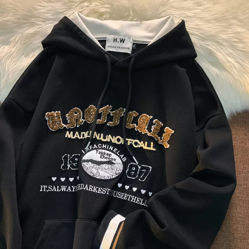 Big fish scale 260g 100% polyester thin sweatshirt women's hooded towel embroidered back strip double hood