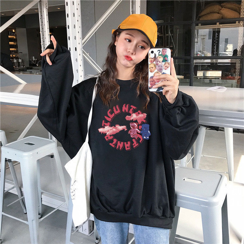 Super hot cec sweatshirt for women spring and autumn Korean version oversize hooded thin jacket ins trendy student loose top