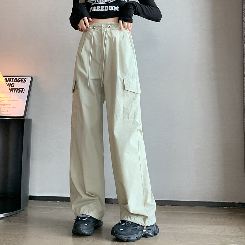 Real price, real shot 2167 # workwear pants, women's spring and autumn high waisted, slim and loose fitting casual wide leg leggings, black pants