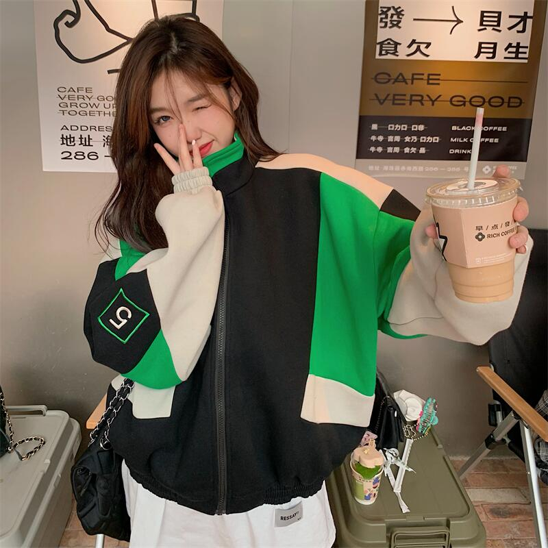 [Original Workmanship] Contrast Color Stitching Baseball Uniform for Women Spring and Autumn 2023 New Small American Retro Loose Jacket