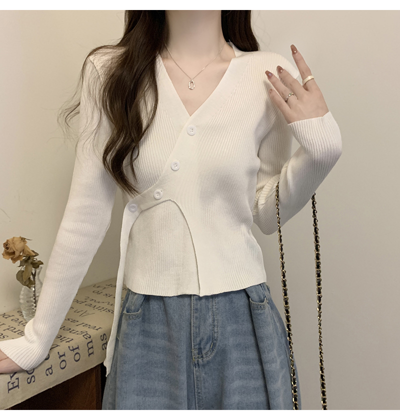 Tops V-neck sweaters for women in autumn with coats and inner bottoming shirts high-end chic slim fit 2023 sweaters