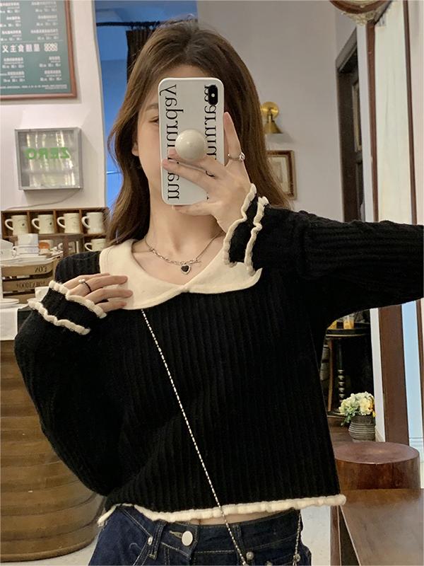 2023 New Early Autumn Women's Tops with Western-style Wide-Leg Pants, French-style Chic Short Tops, Beautiful and Beautiful