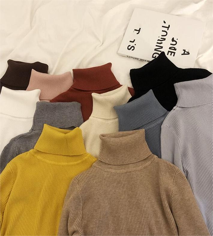 Autumn solid color basic versatile high-neck long-sleeved classic knitted bottoming shirt high-neck slim slimming top