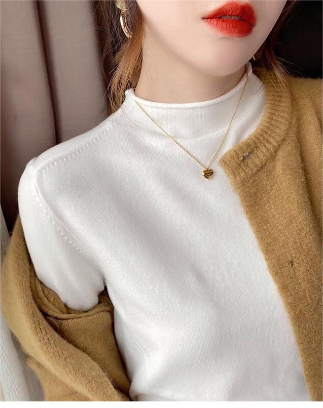 Half-turtle collar bottoming shirt for women, new sweater for students in autumn and winter, slimming outer wear, pullover sweater, trendy