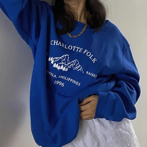 Autumn and winter round neck sweatshirt for women Korean style loose long sleeve top for women
