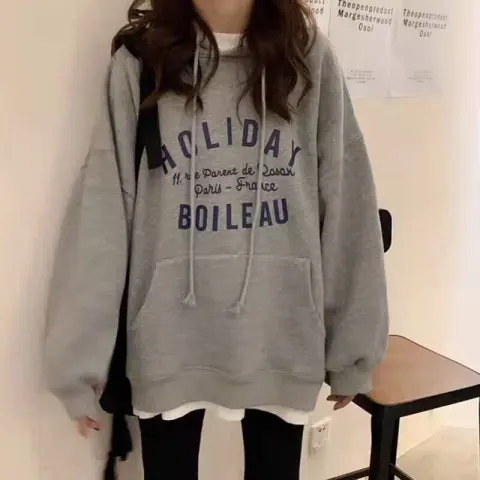 Autumn and winter hooded sweatshirt for women Korean style loose long sleeve top for women
