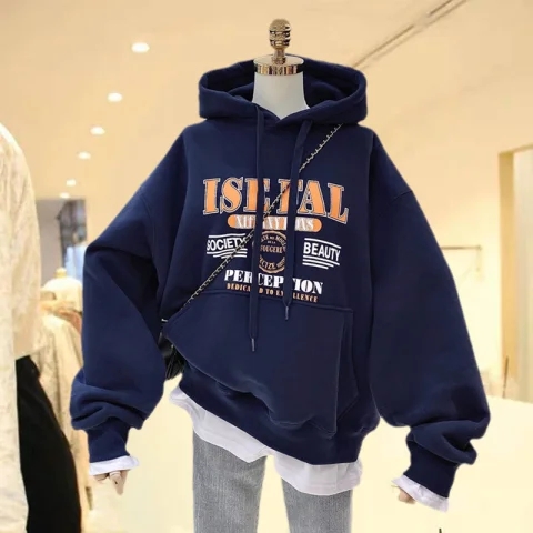 Autumn and winter hooded sweatshirt for women Korean style loose long sleeve top for women