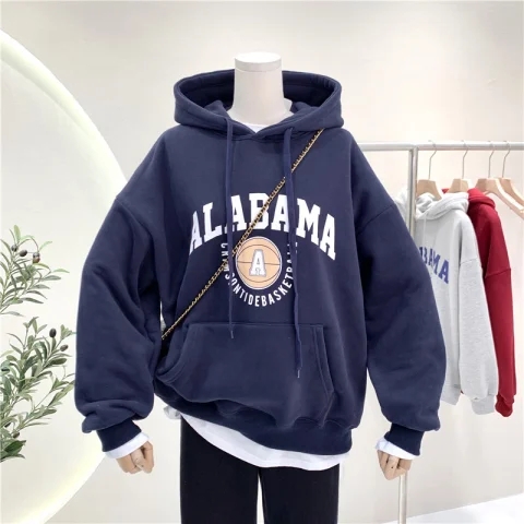 Autumn and winter hooded sweatshirt for women Korean style loose long sleeve top for women