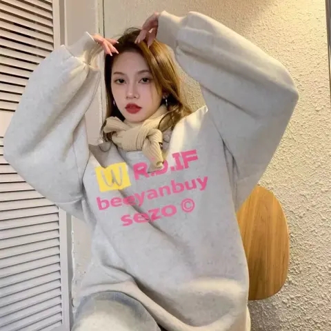 Autumn and winter round neck sweatshirt for women Korean style loose long sleeve top for women