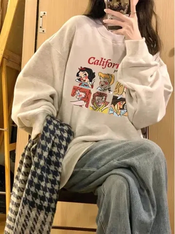 Autumn and winter round neck sweatshirt for women Korean style loose long sleeve top for women