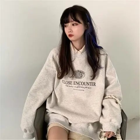 秋冬款圓領衛衣女韓版寬鬆長袖上衣女