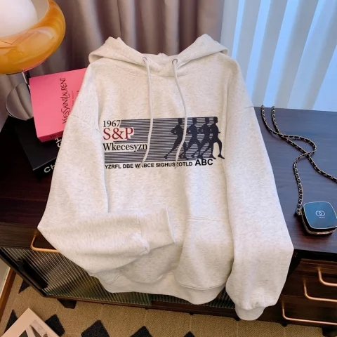 Autumn and winter hooded sweatshirt for women Korean style loose long sleeve top for women