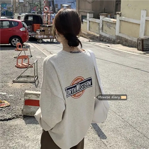 圓領寬鬆休閒百搭衛衣女上衣潮