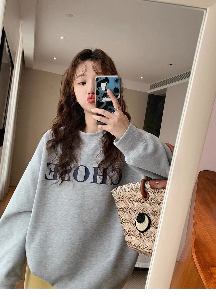 Super hot cec sweatshirt for women spring and autumn Korean version oversize hooded thin jacket ins trendy student loose top