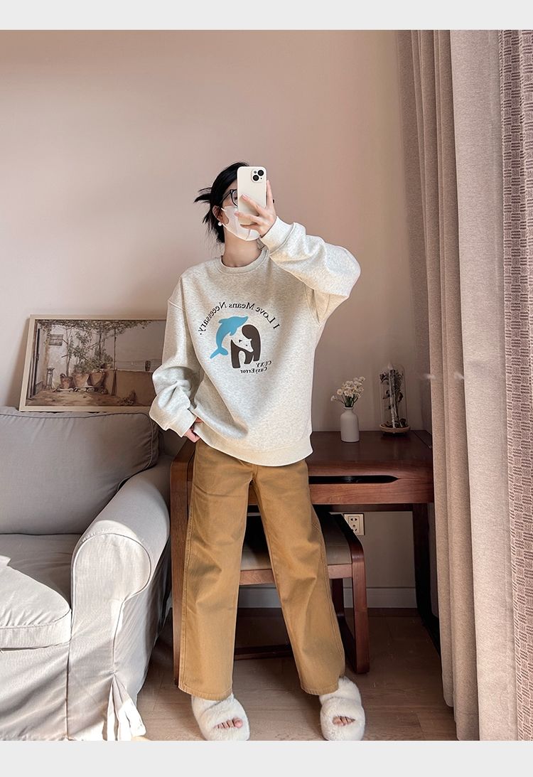 Super hot cec sweatshirt for women spring and autumn Korean version oversize hooded thin jacket ins trendy student loose top
