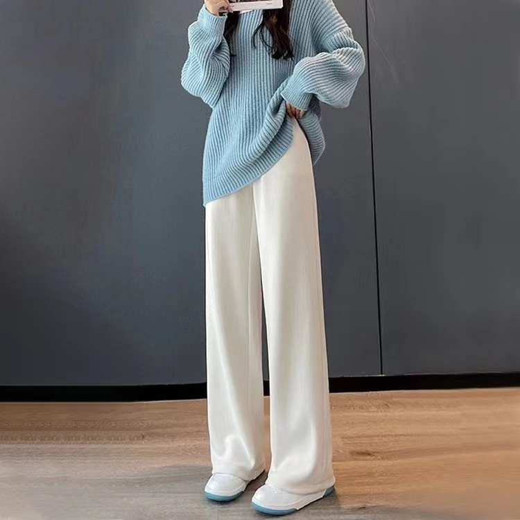 Corduroy wide-leg pants with drawstrings and pockets, spring and autumn high-waisted spring and autumn loose casual trousers