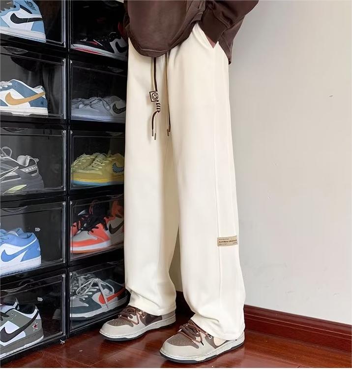 Waffle drapey wide-leg pants for men and women, casual pants for spring and autumn high street, American sweatpants, trendy sports pants