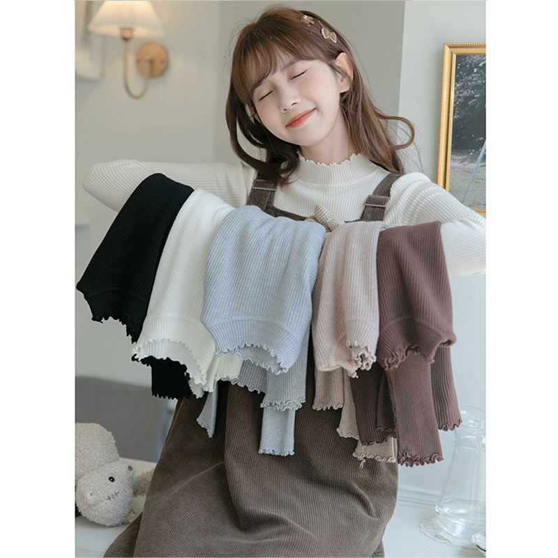 Spring new early autumn inner sweater sweater sweet top fungus half turtleneck bottoming shirt for women