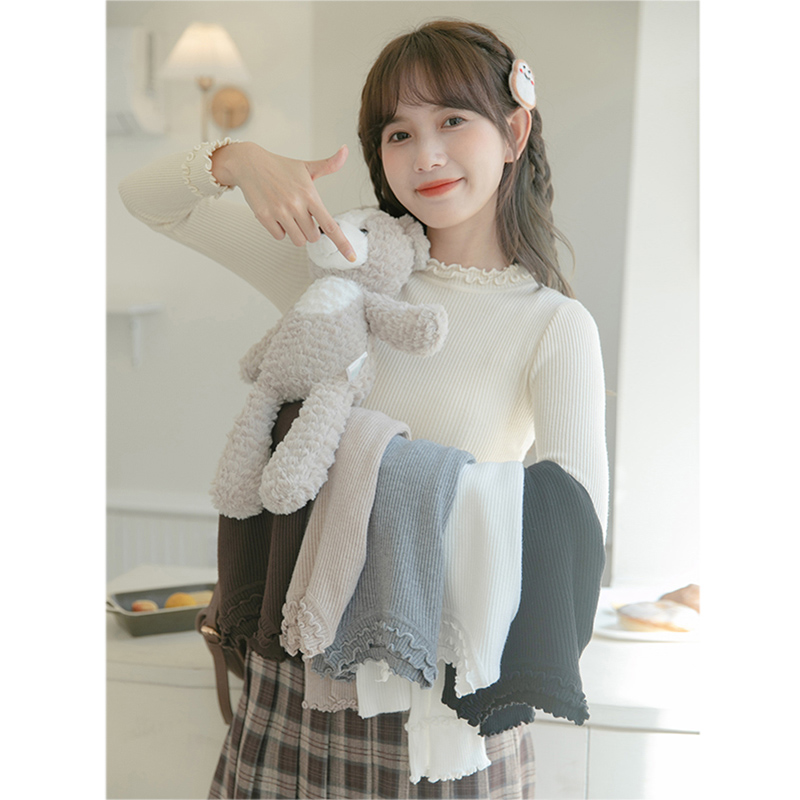 Spring new early autumn inner sweater sweater sweet top fungus half turtleneck bottoming shirt for women