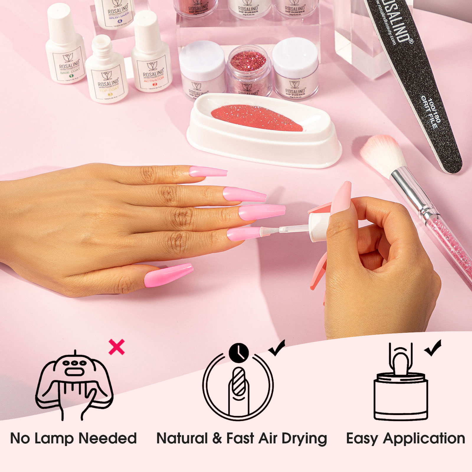 ROSALIND cross-border manicure powder soaking powder combination set glue manicure nail polish color glue manicure supplies tools