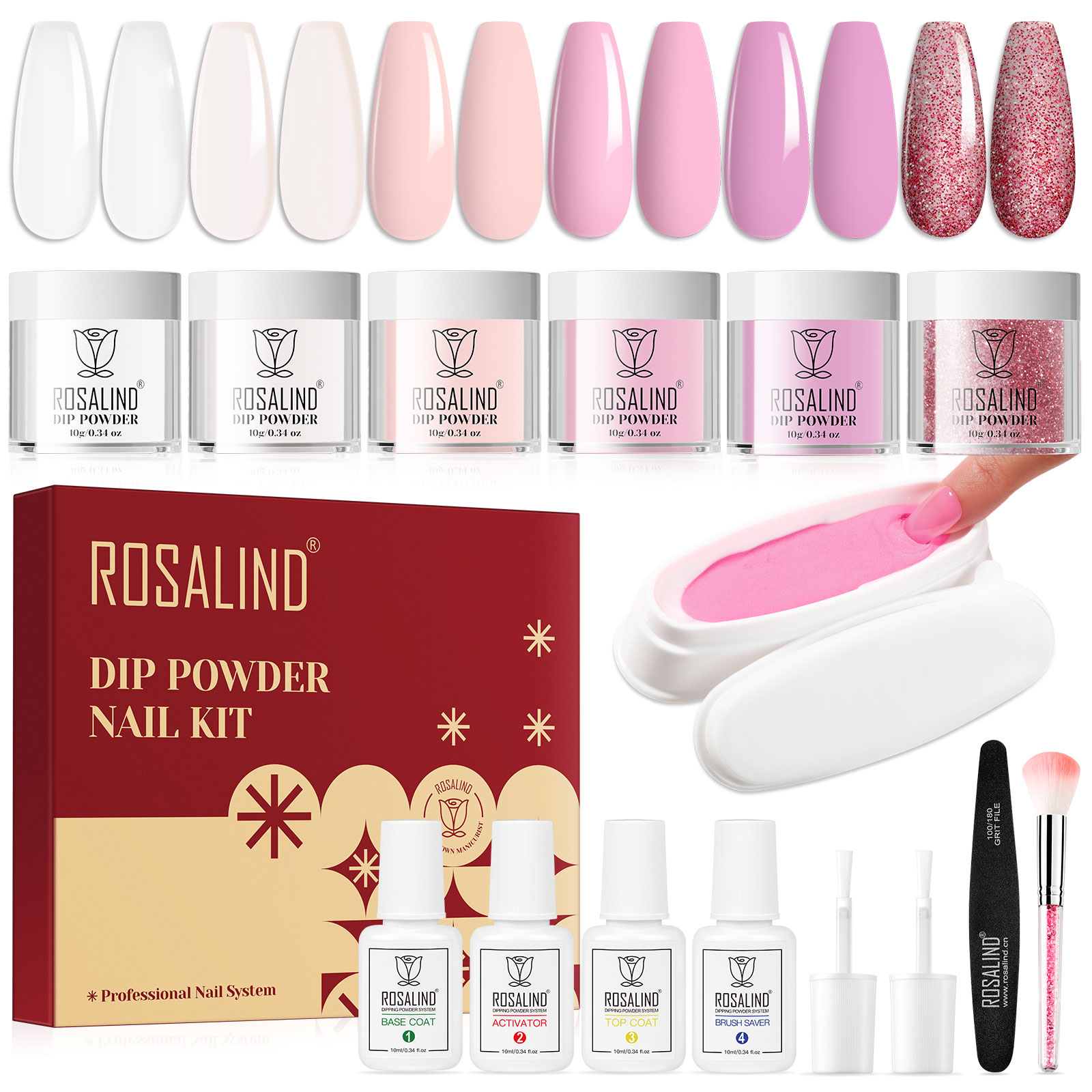 ROSALIND manicure soaking powder sticky manicure powder set boxed nude pink manicure supplies for nail salons