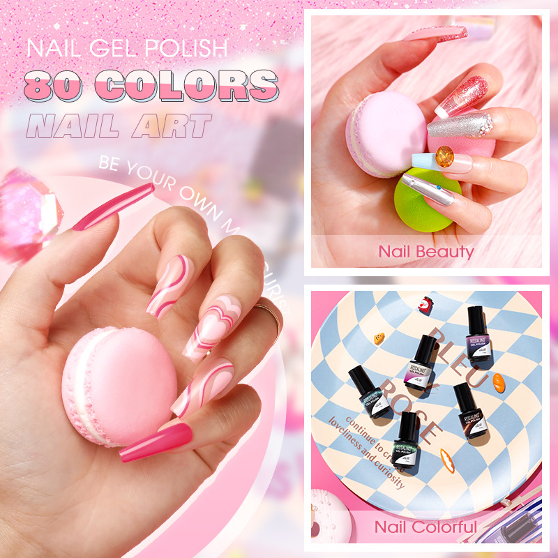 rosalind supply cross-border flash nail polish glue 80 shaping nude color glue manicure glue nail polish glue wholesale