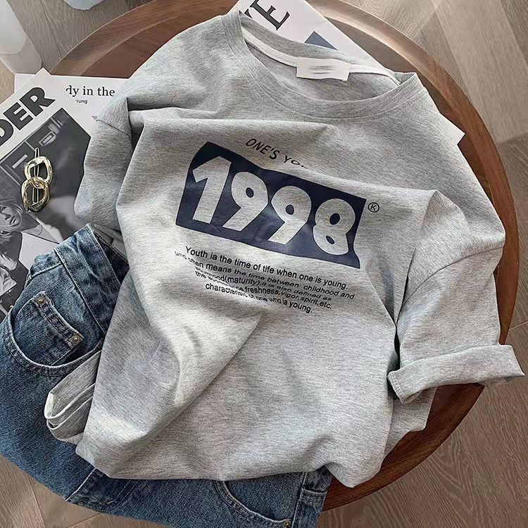 Original white Harajuku style printed short sleeved T-shirt women's ins loose Korean version versatile gentle top fashion